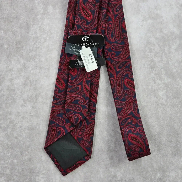 Pronto Plomo Platinum Red Blue Floral Paisley 100% Silk Men's Neck Tie - Picture 3 of 6